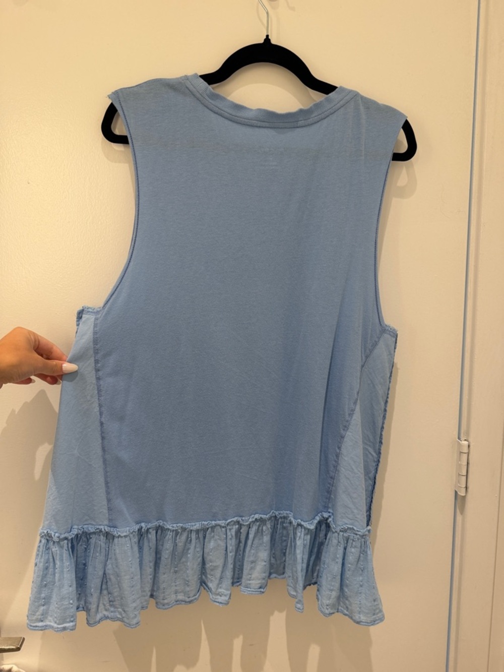 Pilcro Light Blue Ruffle Hem Sleeveless Top - Picture 4 of 4